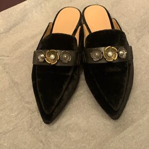 Coach black velour embellished slip on,Sz 7